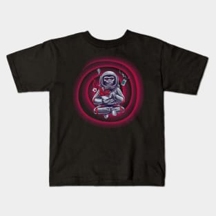 Monkey moon red hypnotical in space Kids T-Shirt